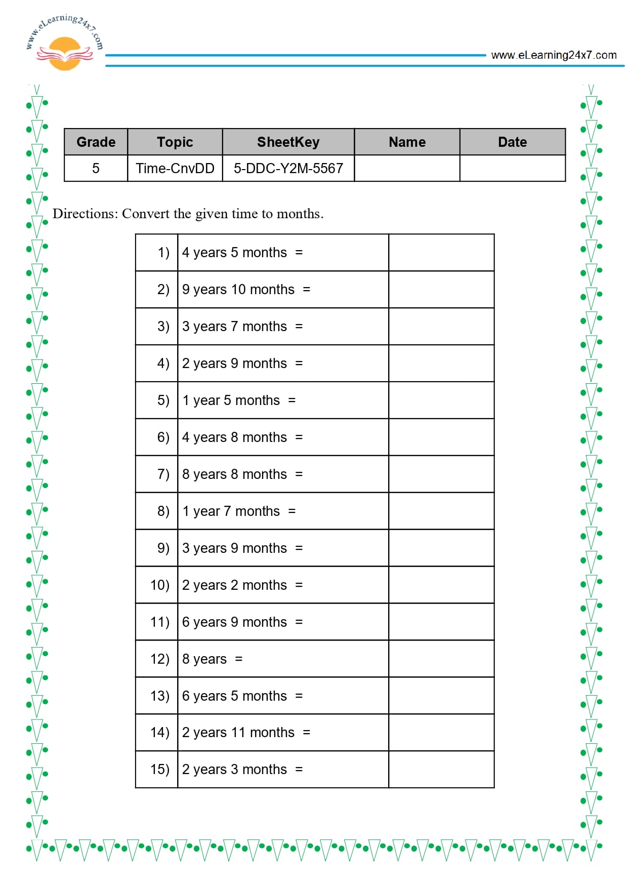 Grade 5 Time Conversion