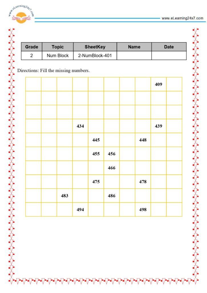 Number System Worksheets For Grade 2 - https://eLearning24x7.com
